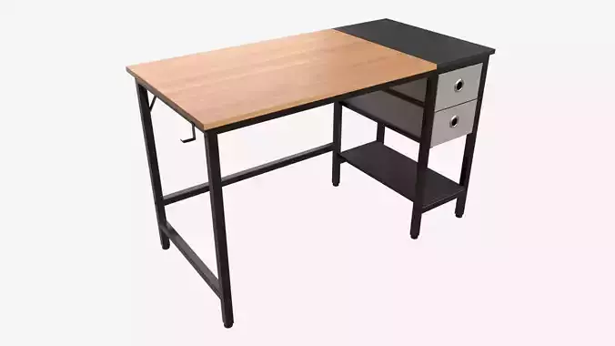 Office Desk with Drawers and Shelf
