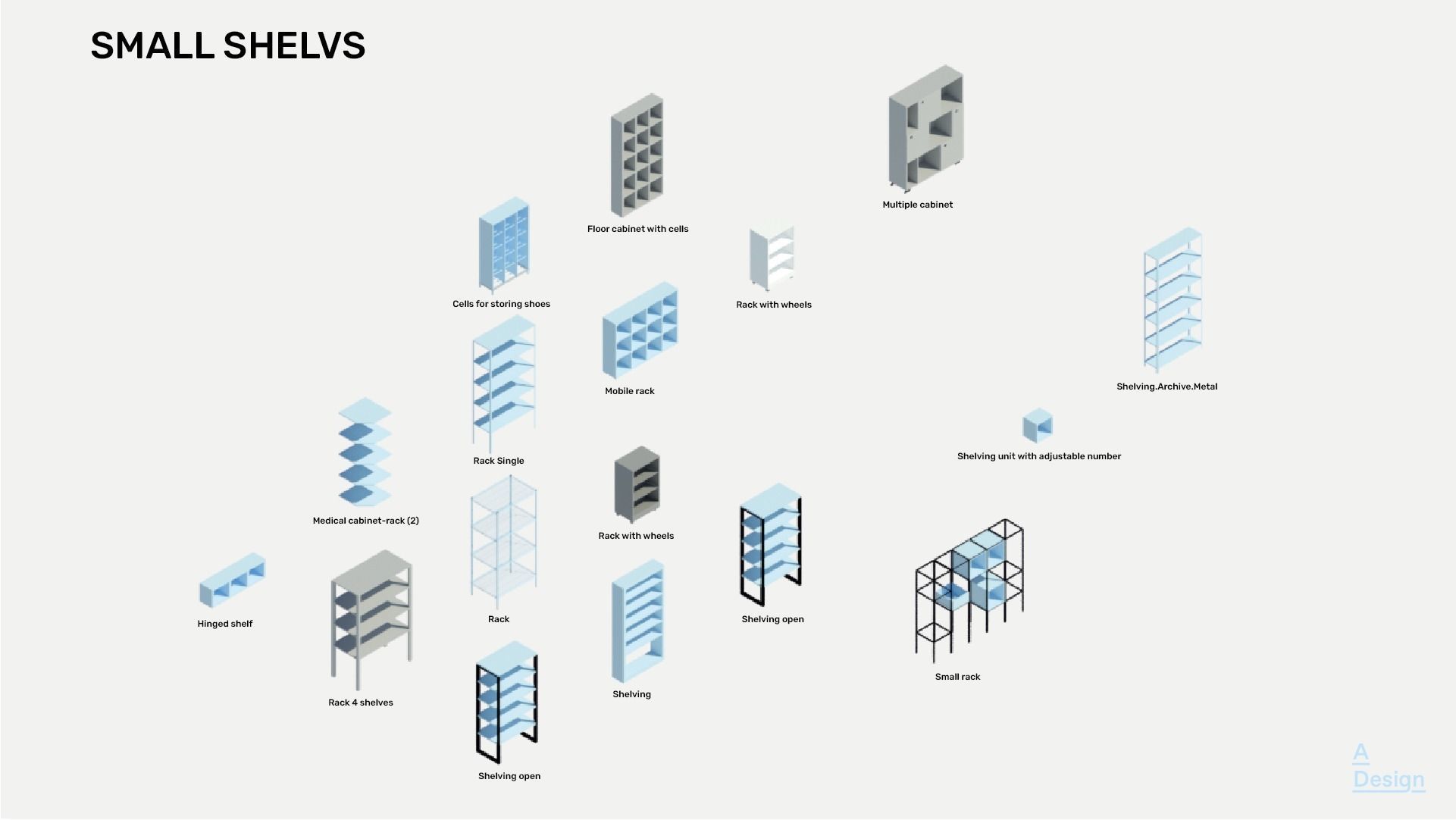 Shelving - Pack of revit families 3D model_2