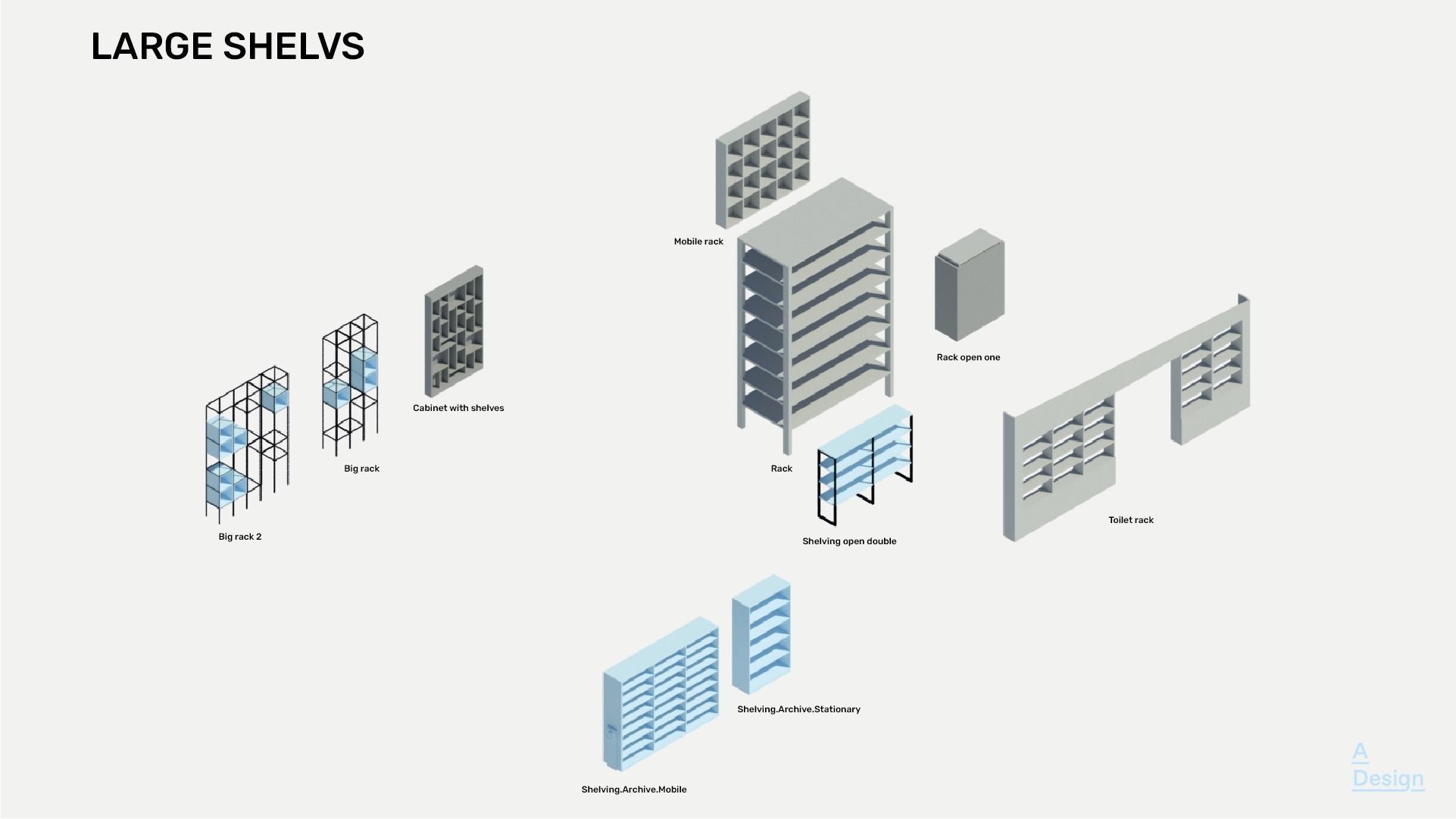 Shelving - Pack of revit families 3D model_3