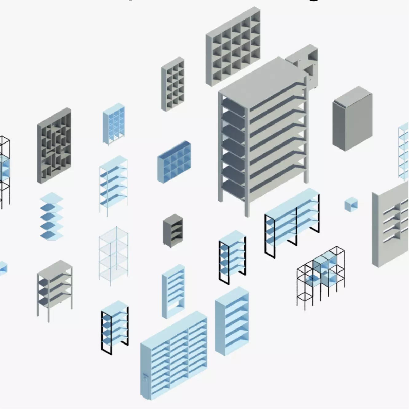 Shelving - Pack of revit families 3D model_0