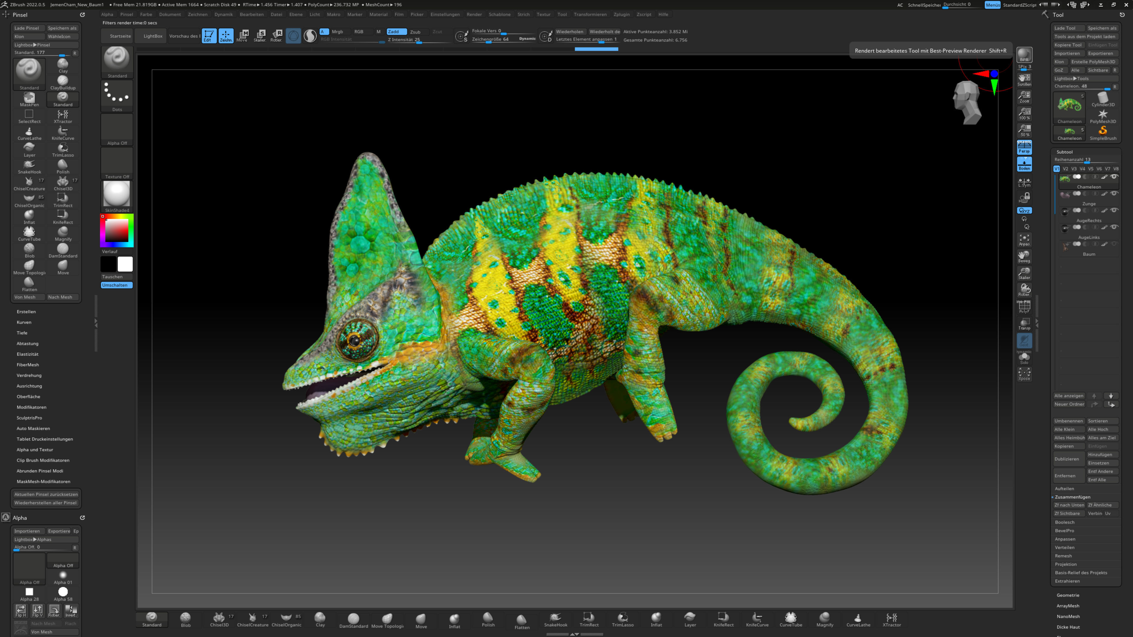 Chameleon Calyptratus Highpolygon 3D model fullsize texture 3D model_20