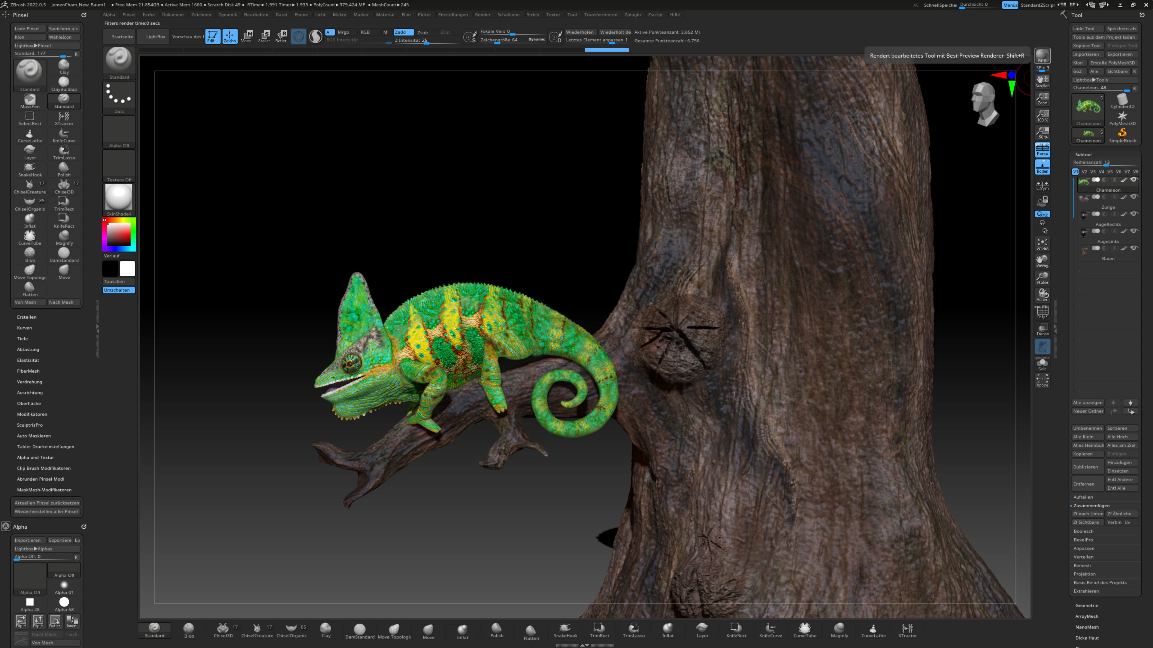 Chameleon Calyptratus Highpolygon 3D model fullsize texture 3D model_22