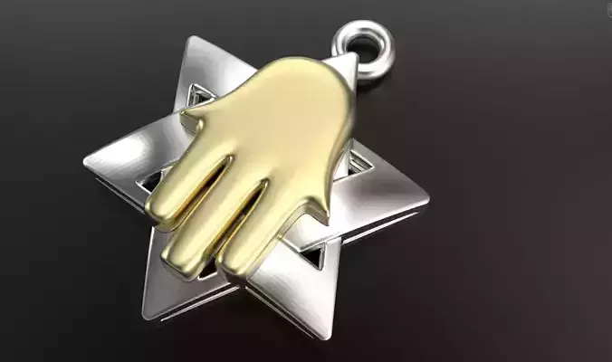 hamsa pendant with star of david in two parts