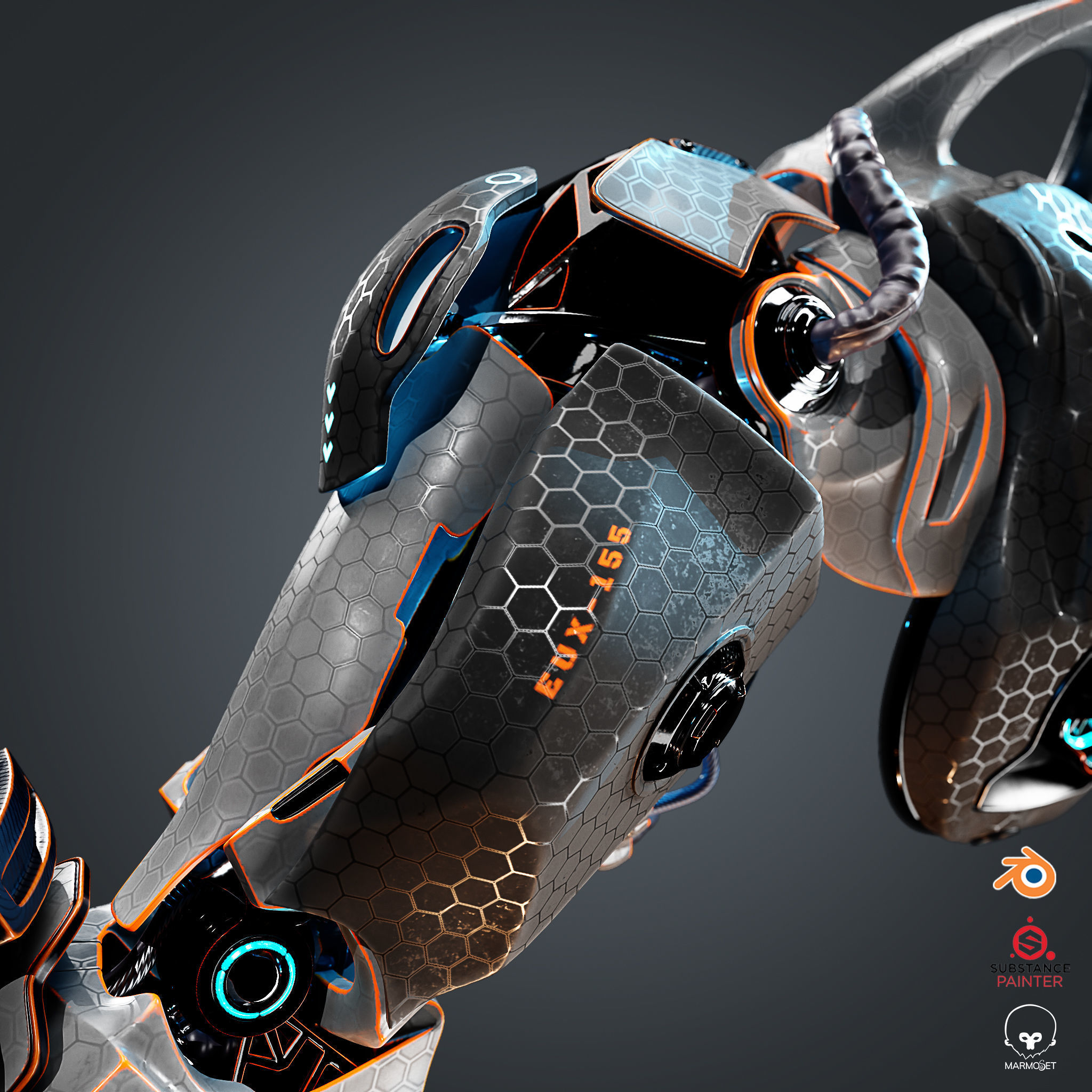 Sci-Fi Mechanical Arm 3D model_8