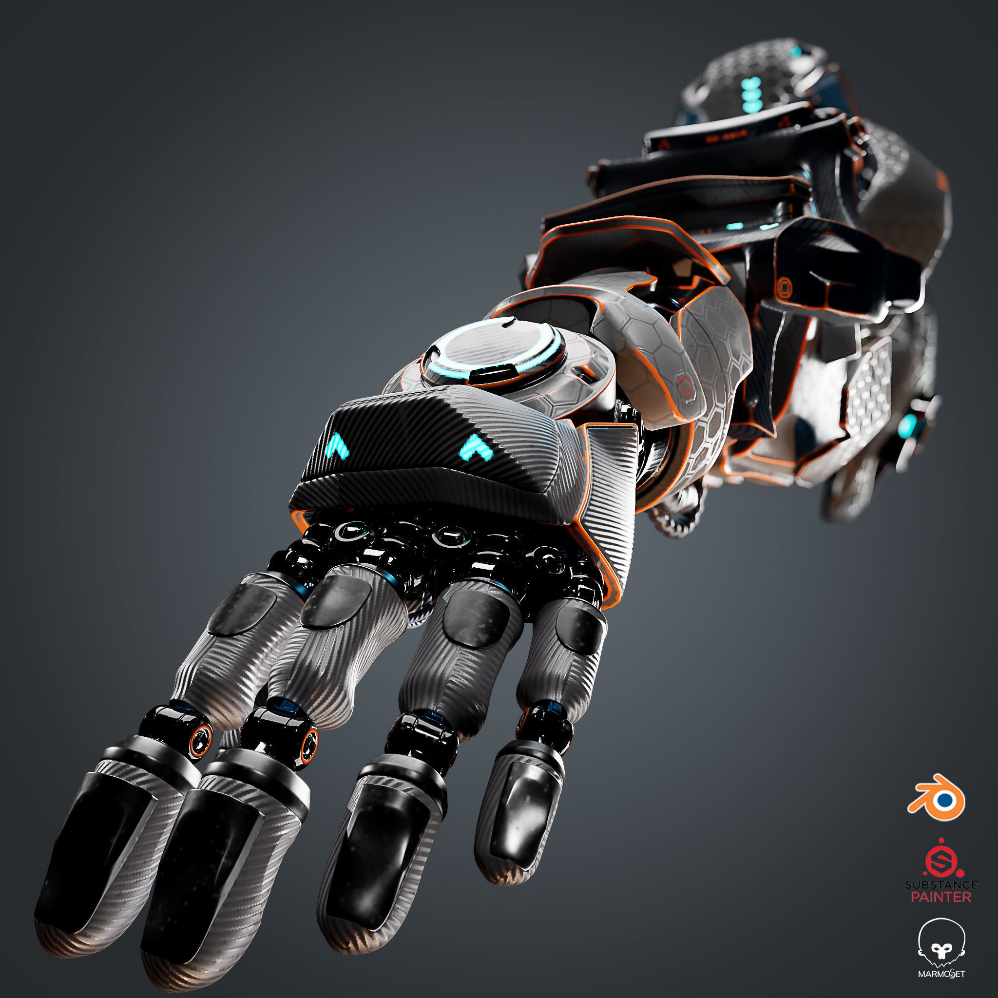 Sci-Fi Mechanical Arm 3D model_9