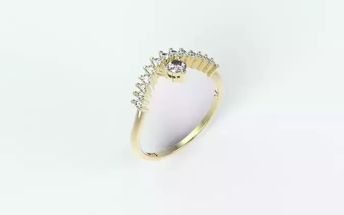 Arc ring with diamonds