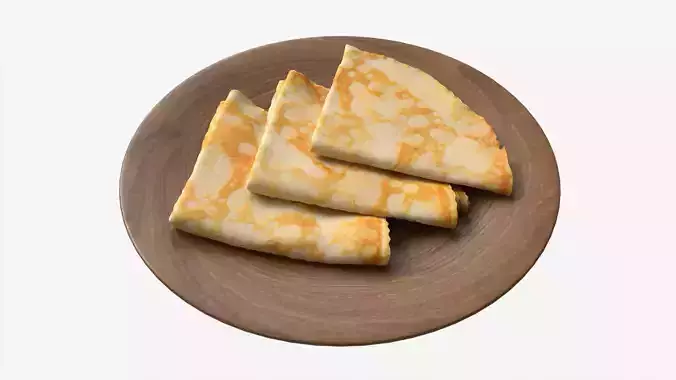 Pancakes Triangular Shape on Plate 3D model