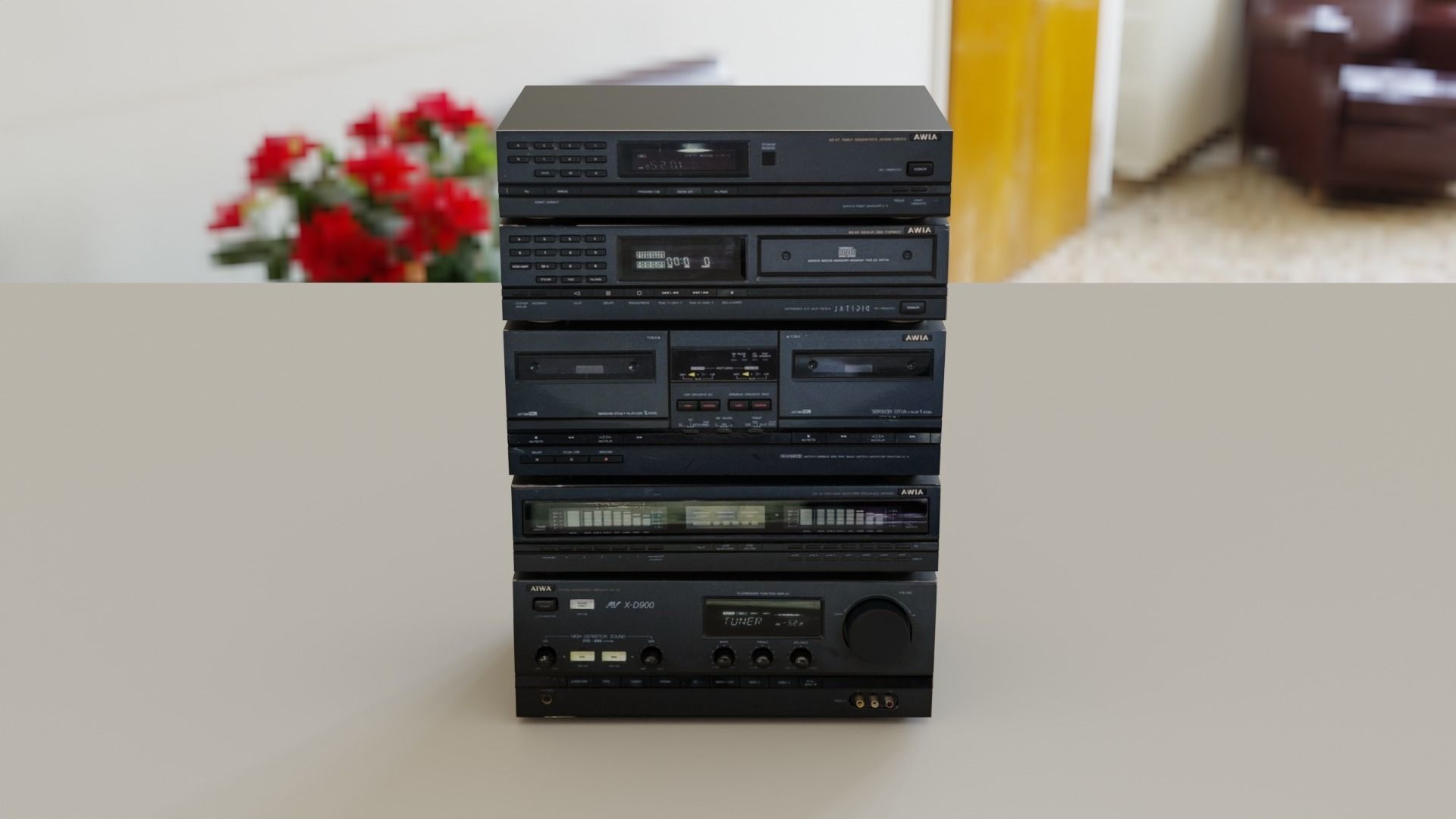 Retro Stereo System 3D model_4