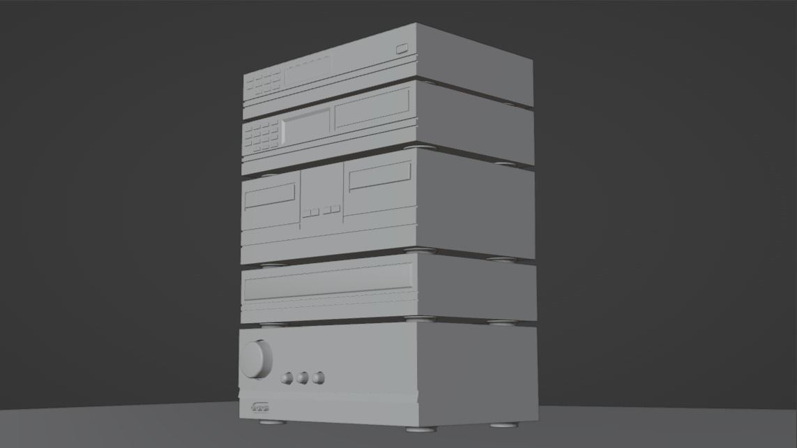 Retro Stereo System 3D model_5