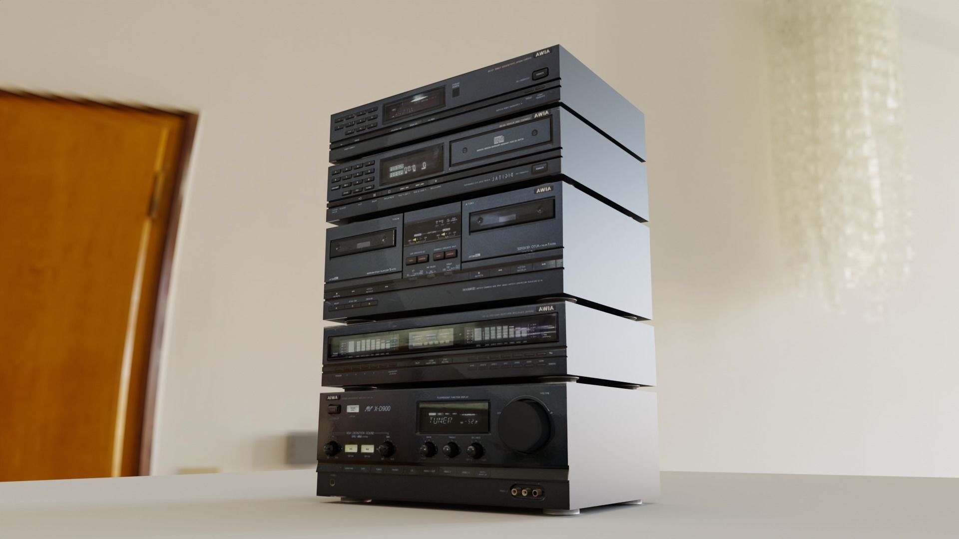 Retro Stereo System 3D model_3