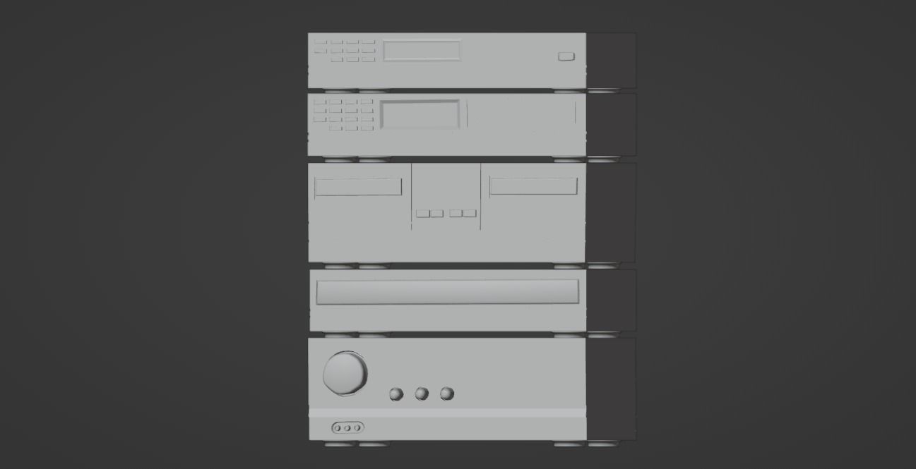 Retro Stereo System 3D model_7