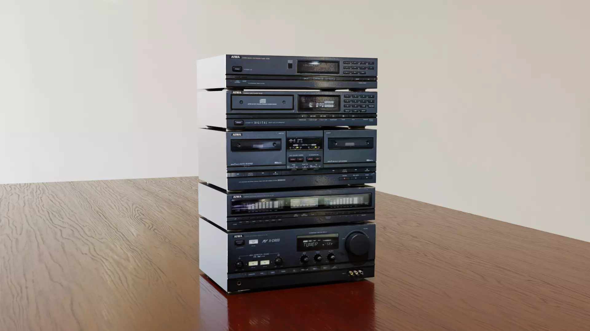 Retro Stereo System 3D model_0