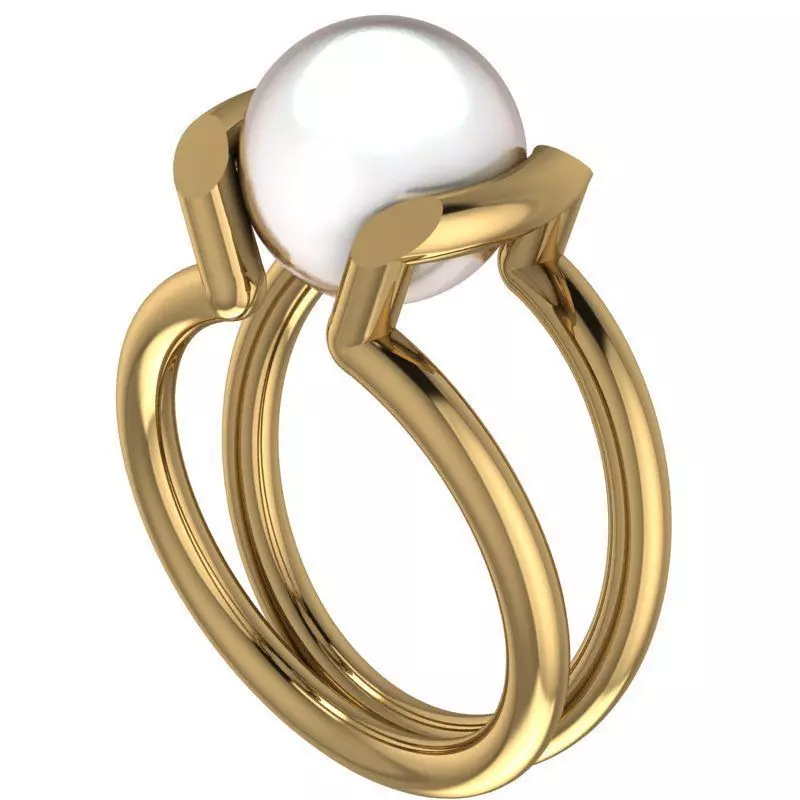 PEARL GOLD OPEN RING  3D print model_0