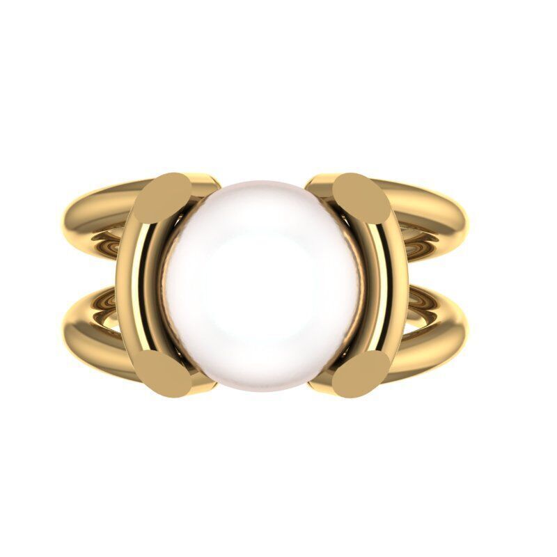 PEARL GOLD OPEN RING  3D print model_1