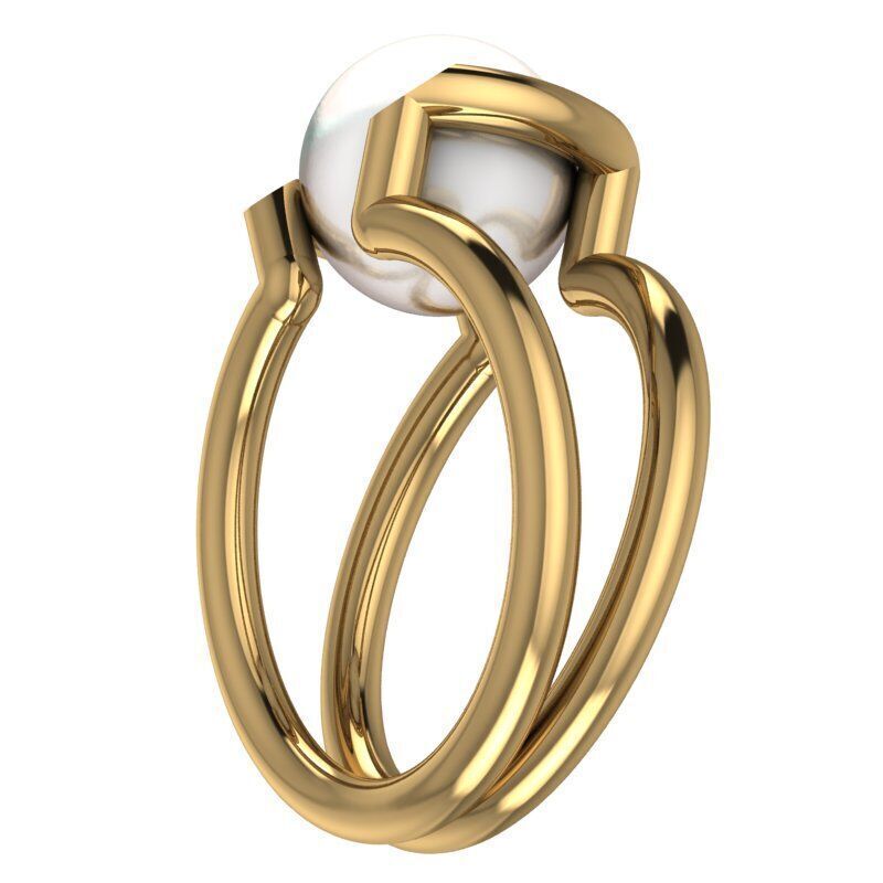 PEARL GOLD OPEN RING  3D print model_4