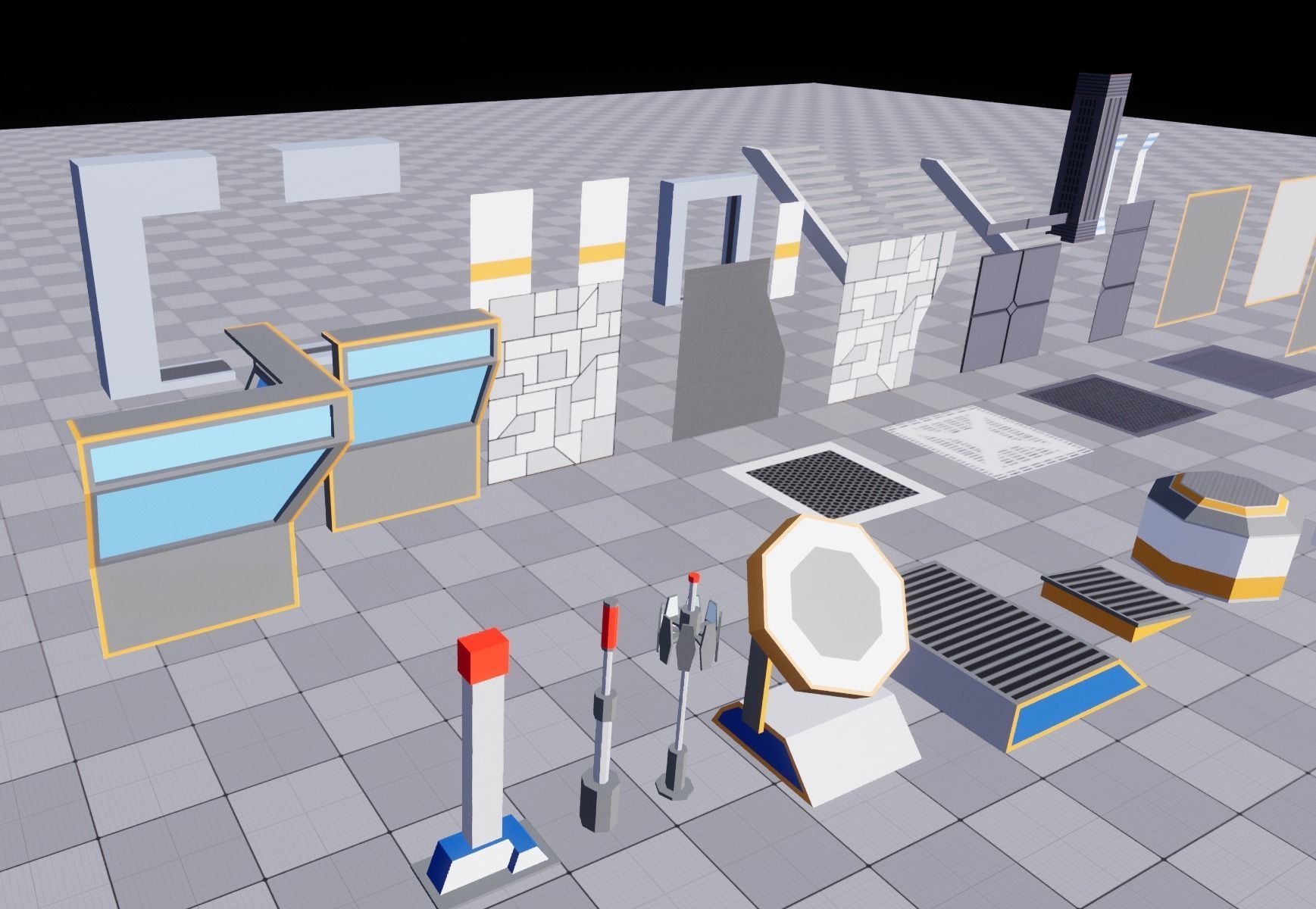 SCI FI BASE MODULAR KIT LOW POLY Low-poly 3D model_2