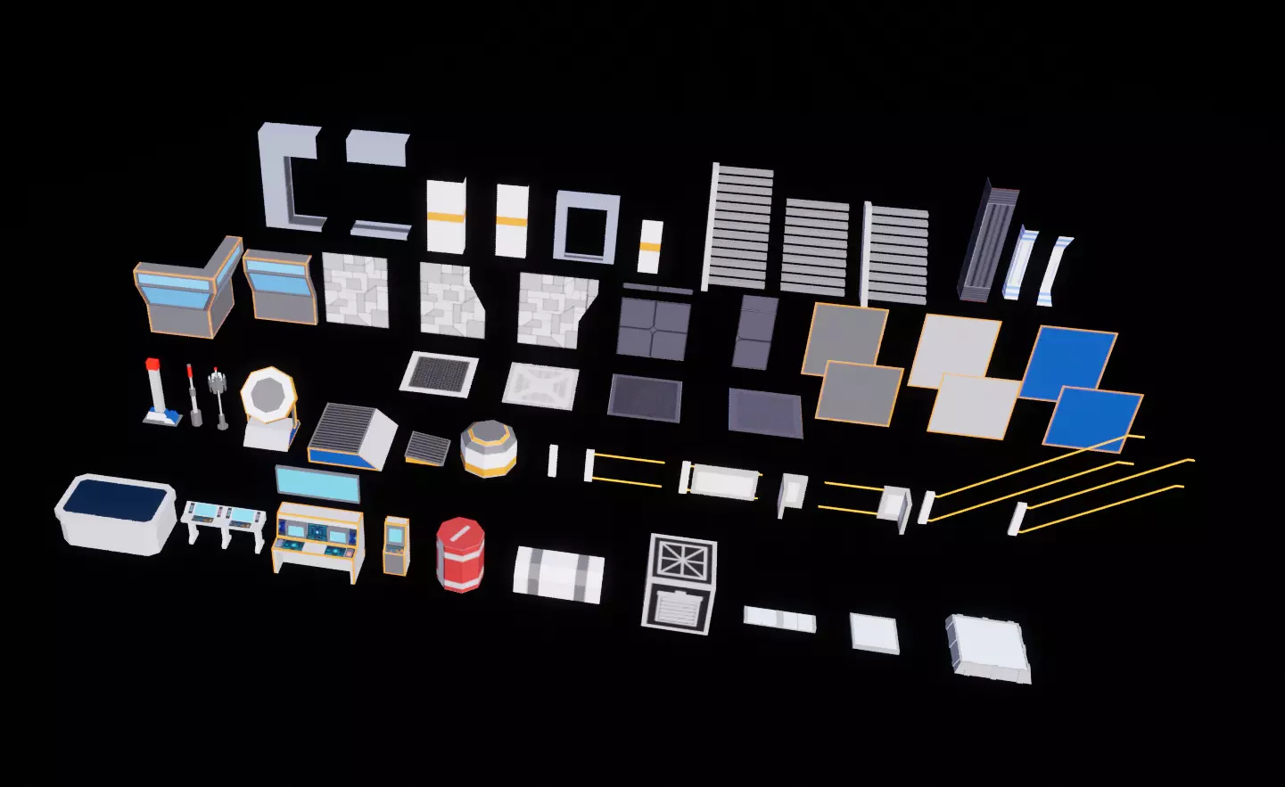 SCI FI BASE MODULAR KIT LOW POLY Low-poly 3D model_0