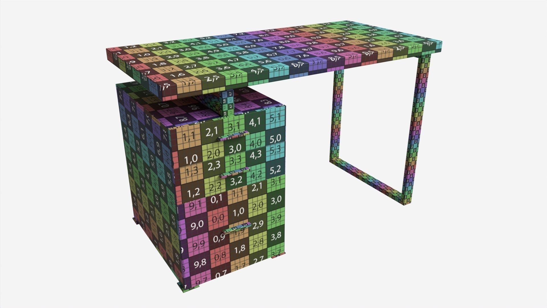 Reversible Set Up Office Desk 3D model_7