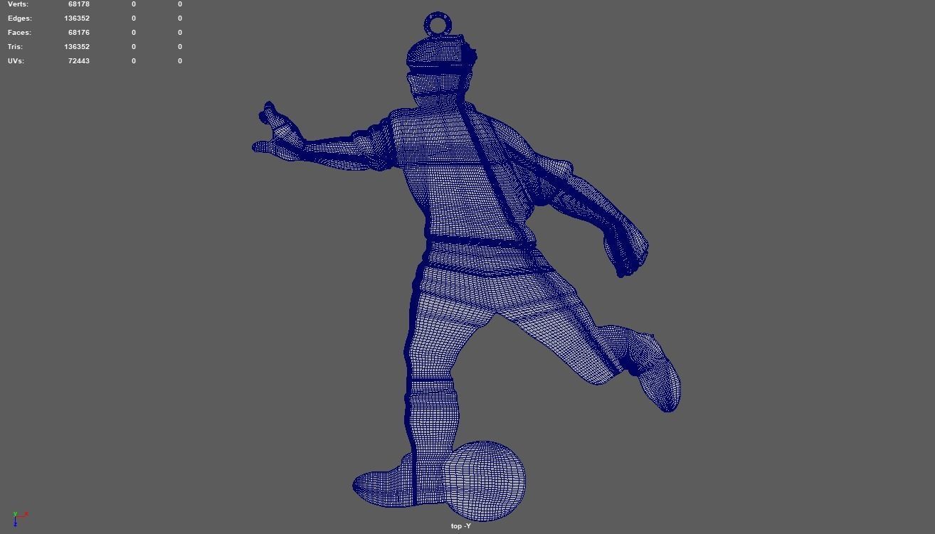 Soccer Key Ring Chain 01 Low-poly 3D model_7