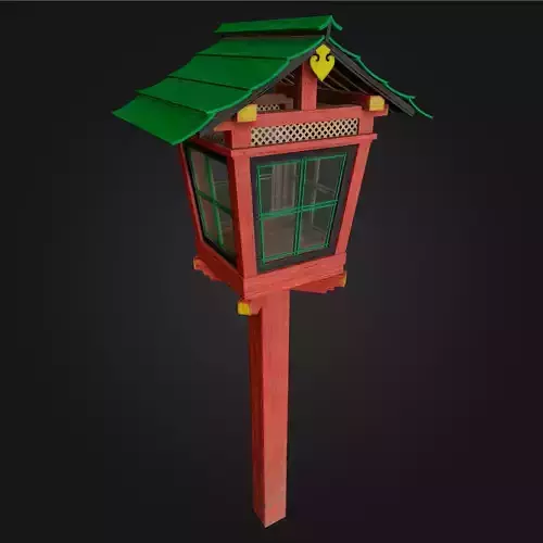 Japanese Lamp Wood Torii Vr Lowpoly game ready Low-poly 3D model