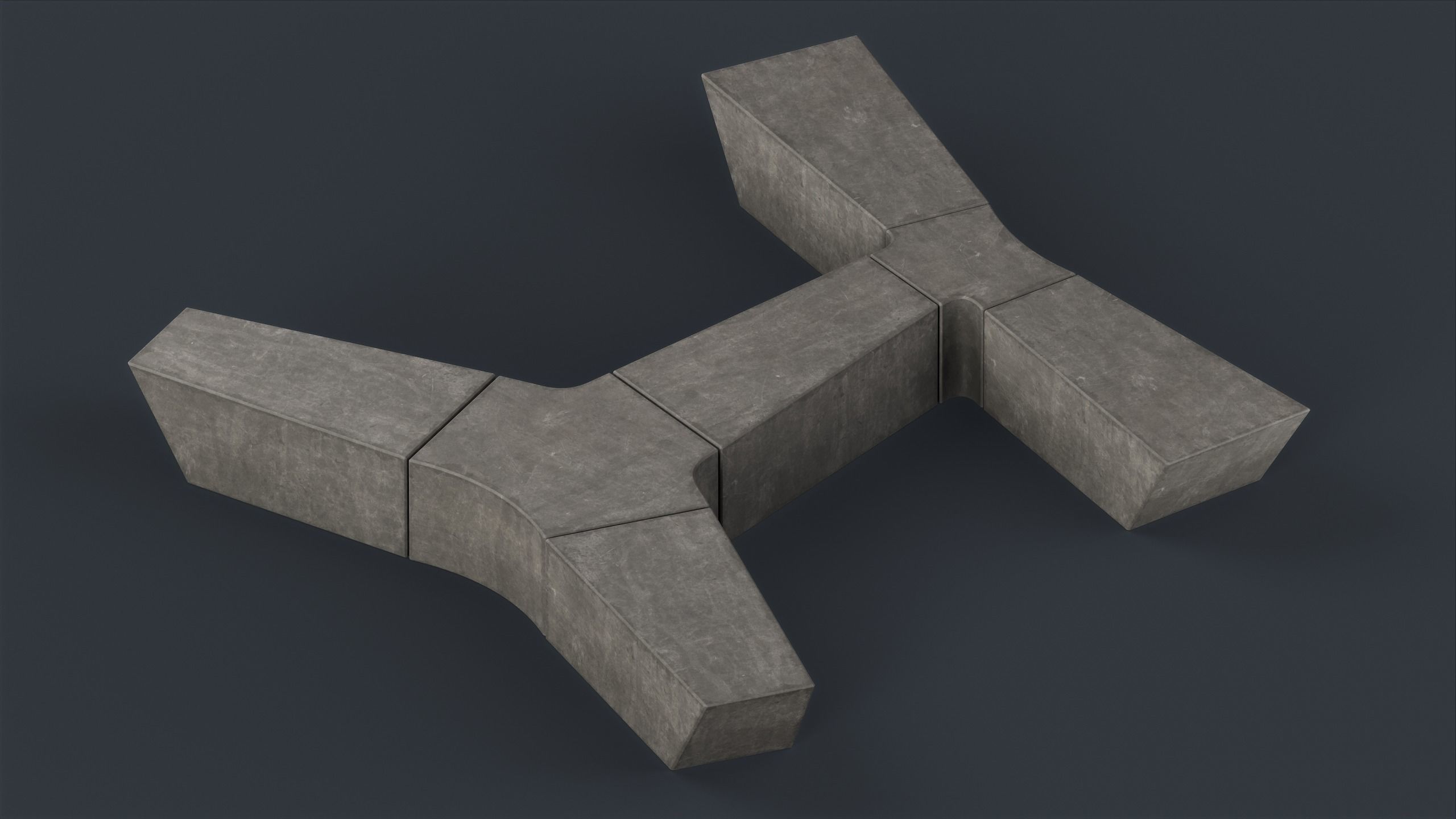 Modern Outdoor Bench 90 PBR Game Ready Low-poly 3D model_9