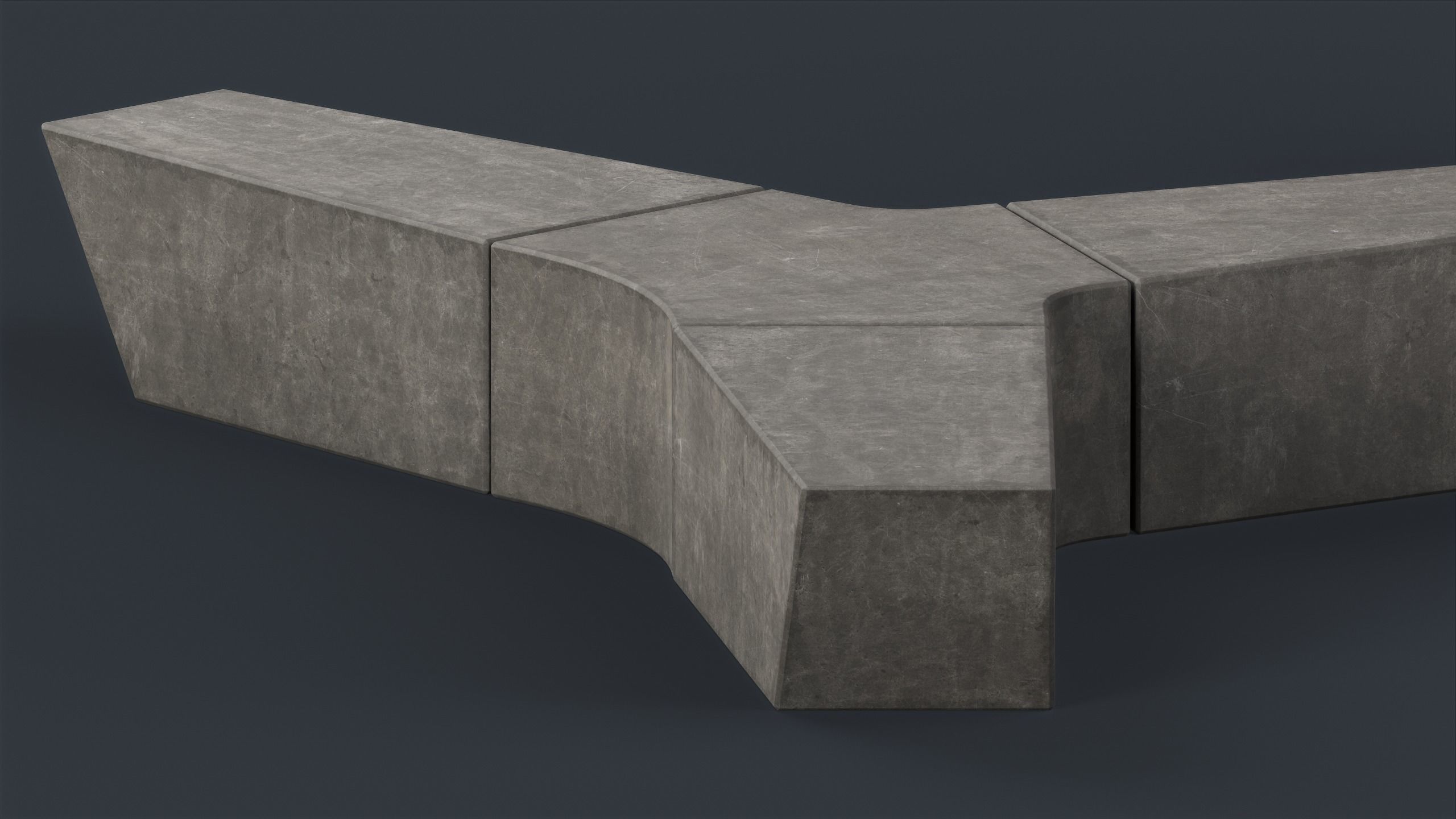 Modern Outdoor Bench 90 PBR Game Ready Low-poly 3D model_11