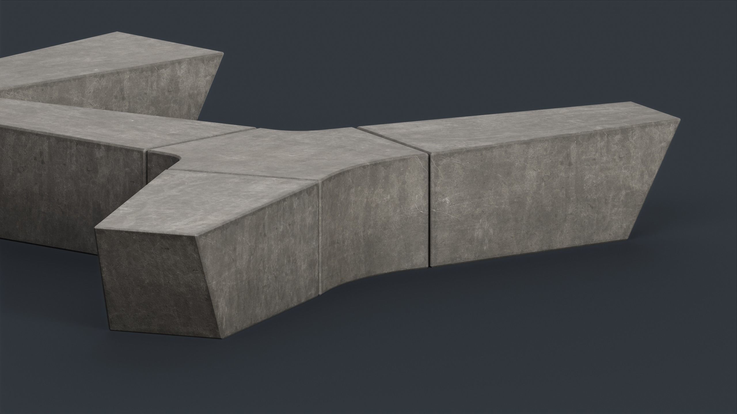 Modern Outdoor Bench 90 PBR Game Ready Low-poly 3D model_13