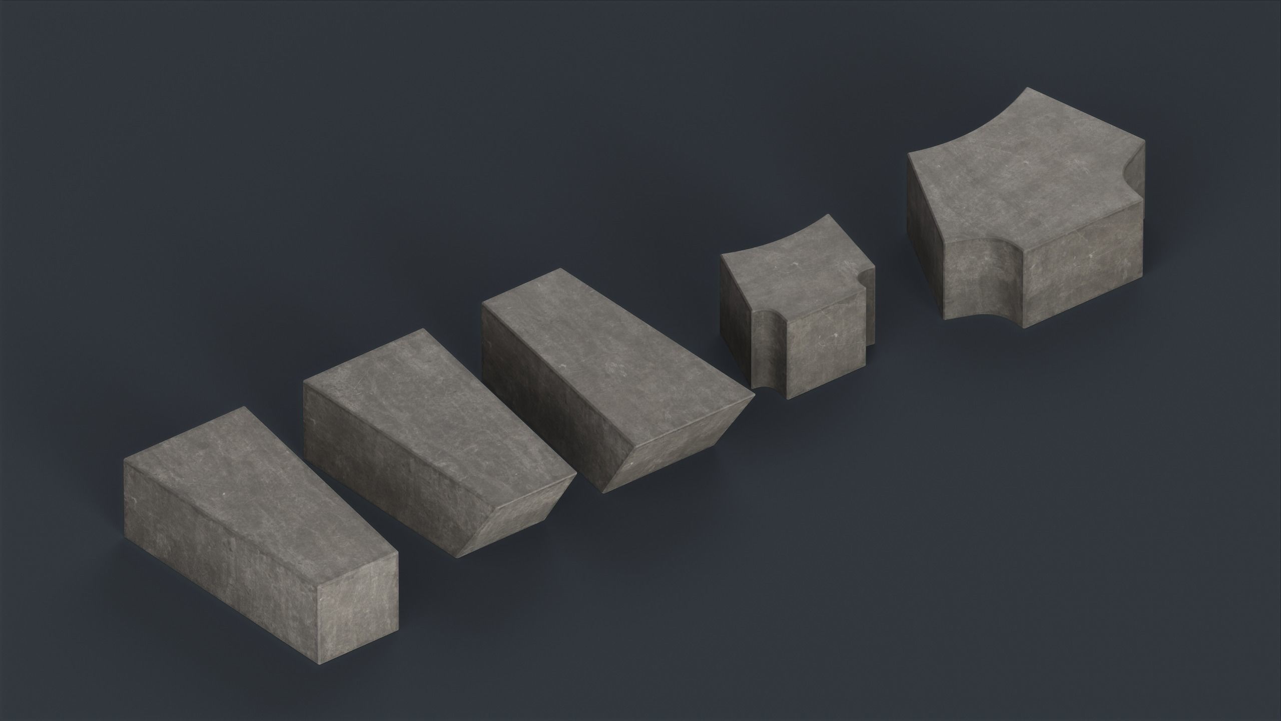 Modern Outdoor Bench 90 PBR Game Ready Low-poly 3D model_8