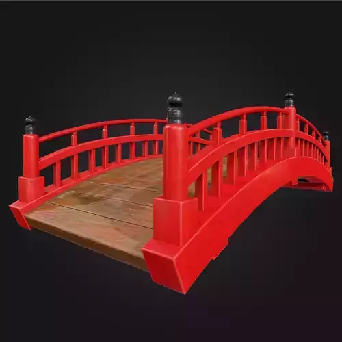 Japanese Red brigde torii garden low poly gameready VR AR Low-poly 3D model