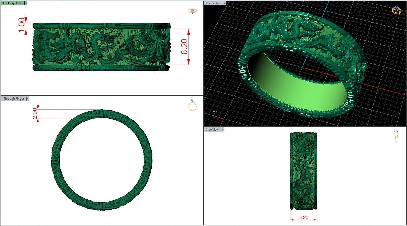 Chinese Dragon Traditional Ornament Wedding Band 3D print model_7