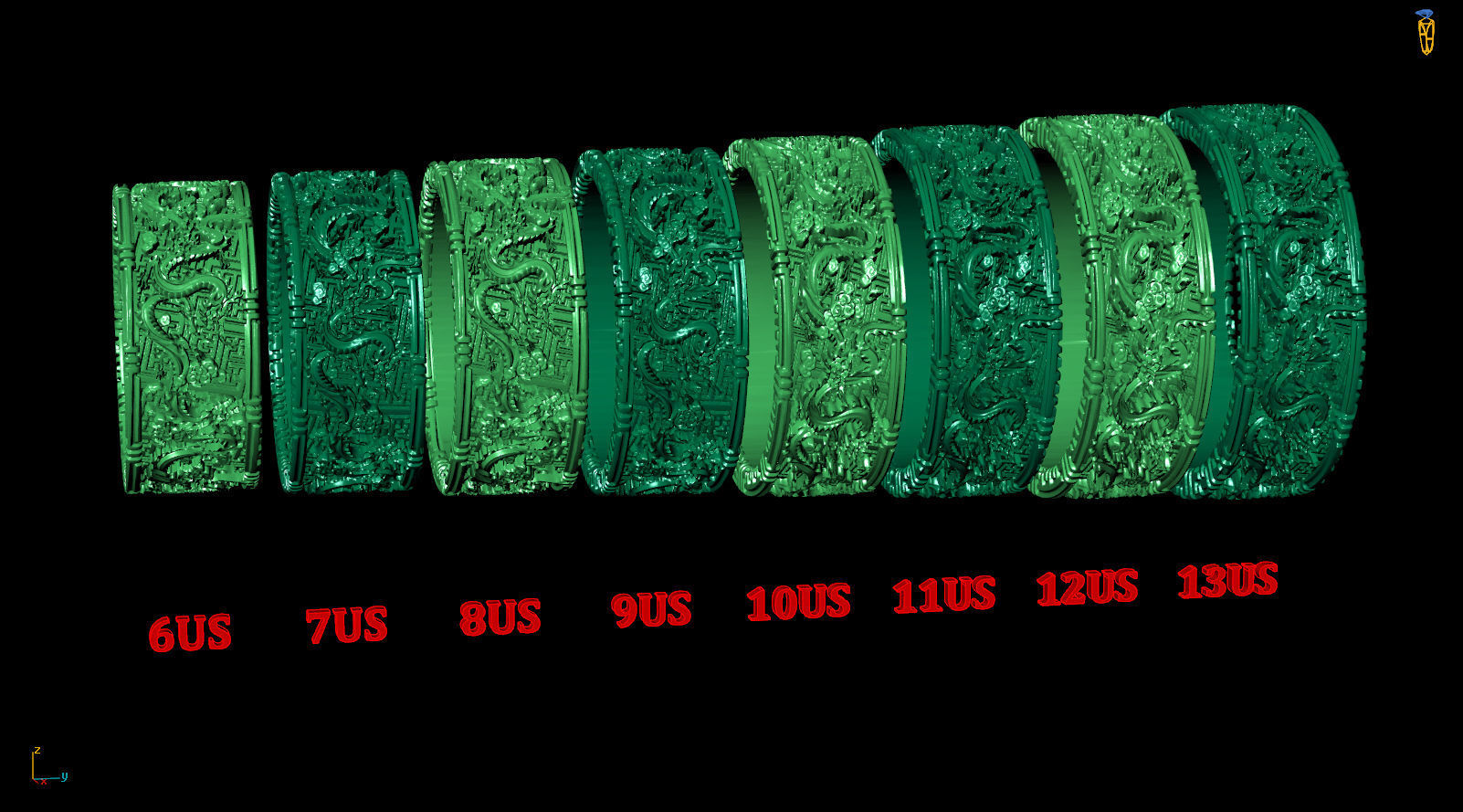 Chinese Dragon Traditional Ornament Wedding Band 3D print model_8