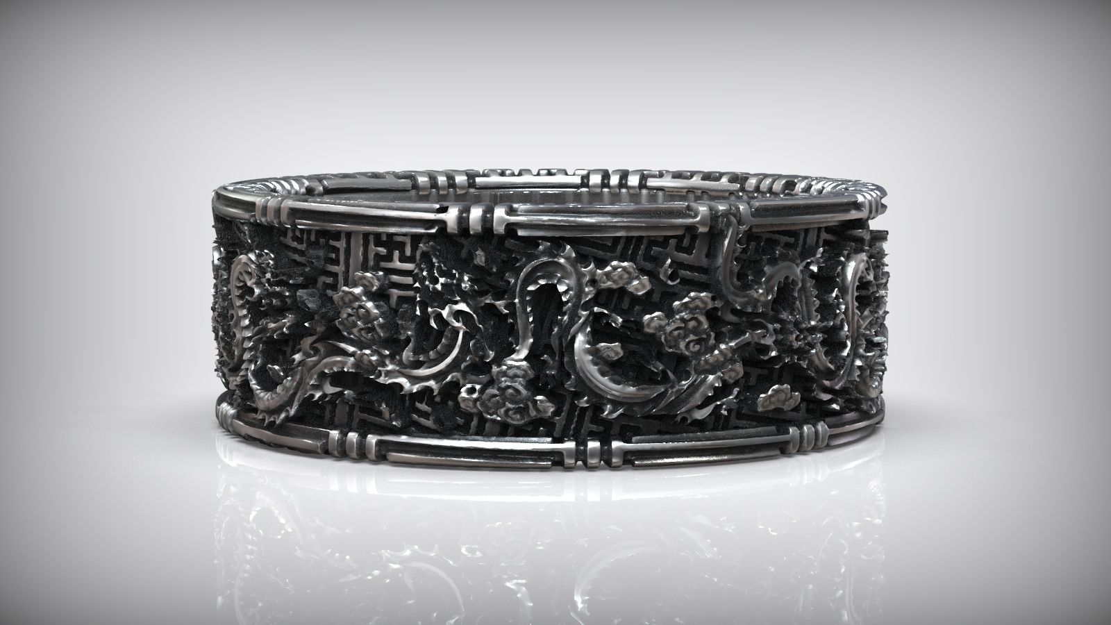 Chinese Dragon Traditional Ornament Wedding Band 3D print model_4