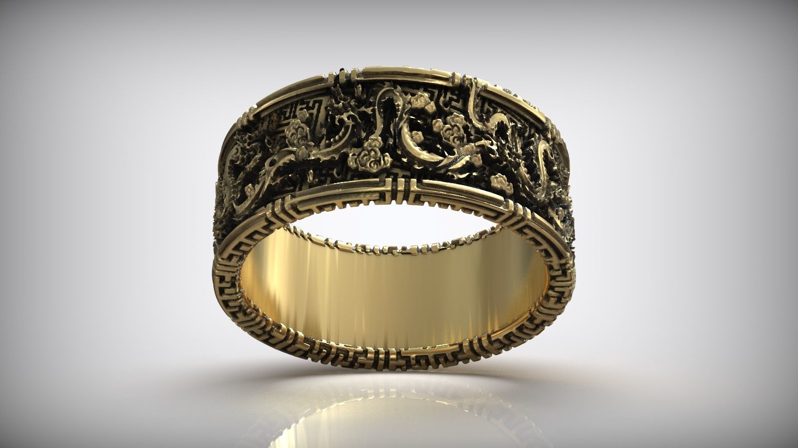 Chinese Dragon Traditional Ornament Wedding Band 3D print model_5