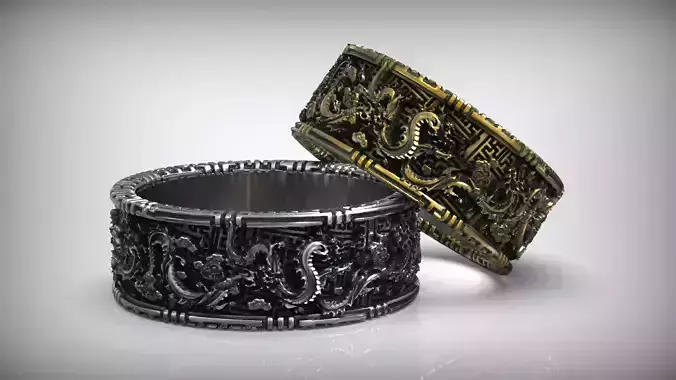 Chinese Dragon Traditional Ornament Wedding Band 3D print model