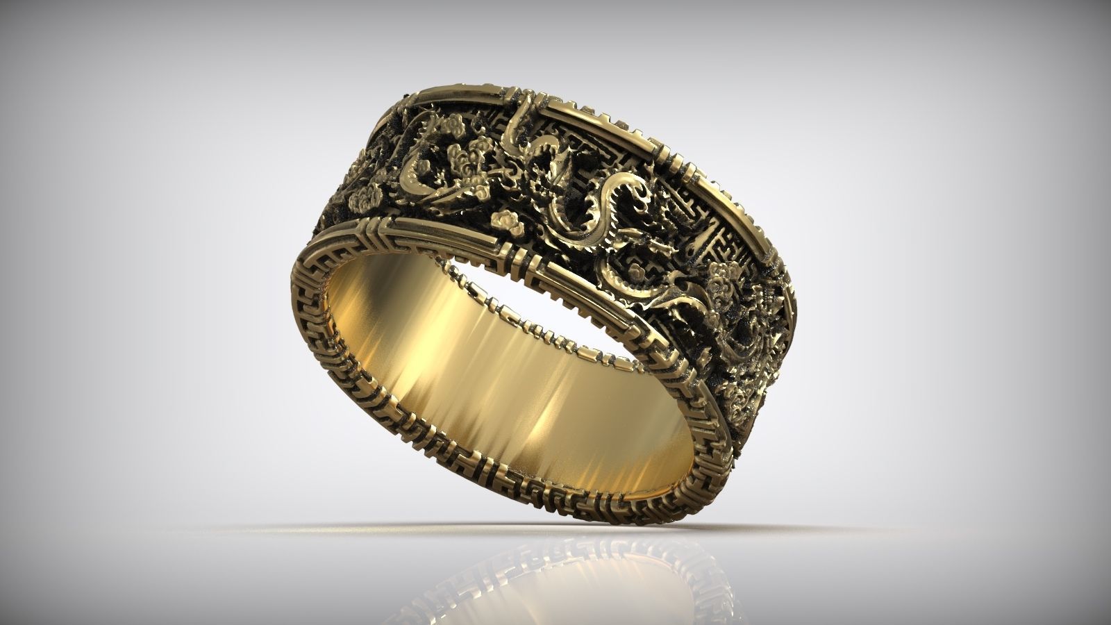 Chinese Dragon Traditional Ornament Wedding Band 3D print model_3