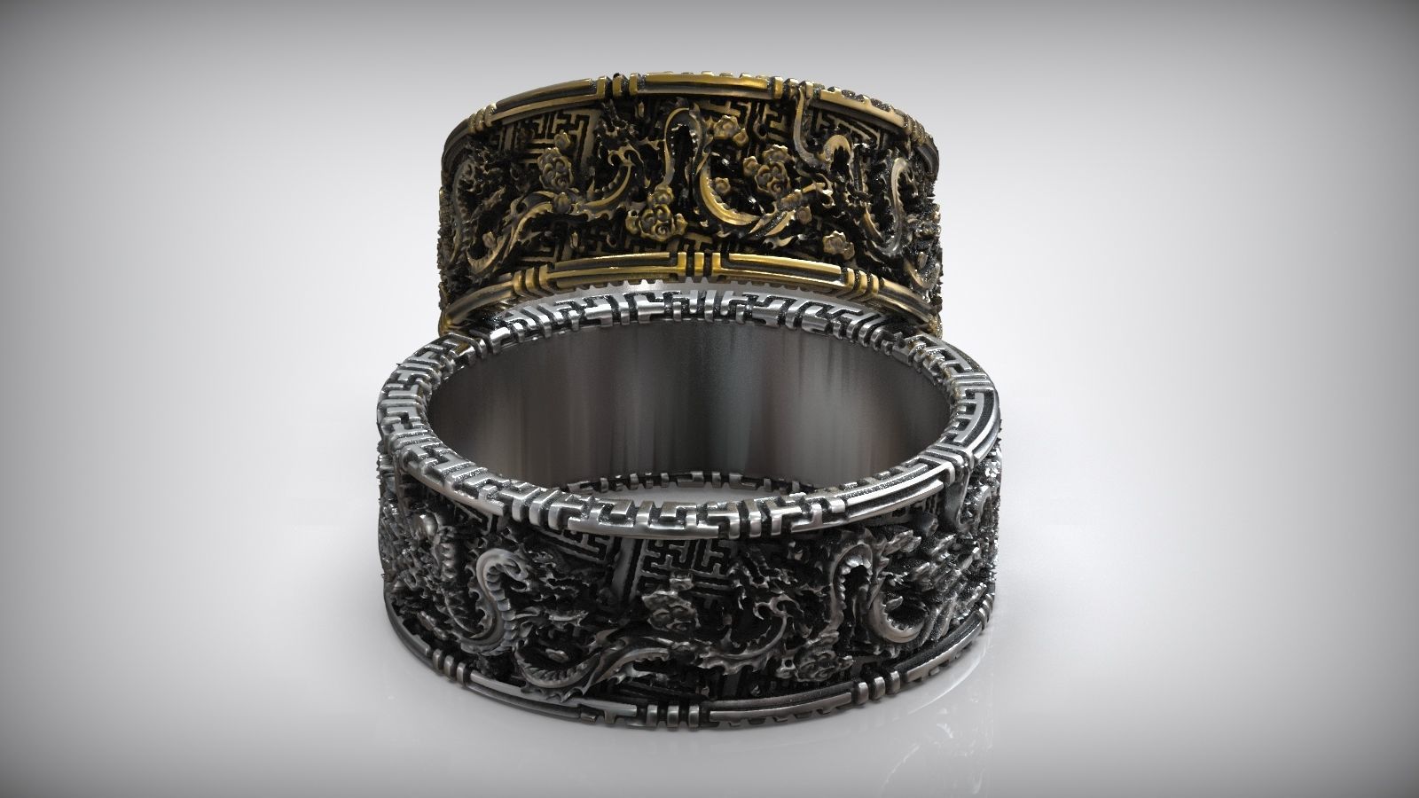 Chinese Dragon Traditional Ornament Wedding Band 3D print model_2