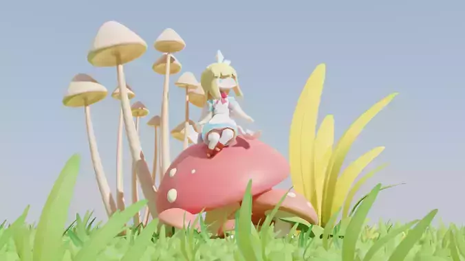 ALICE with a shroomm Low-poly 3D model
