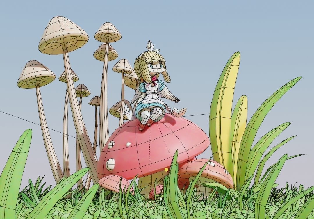 ALICE with a shroomm Low-poly 3D model_1