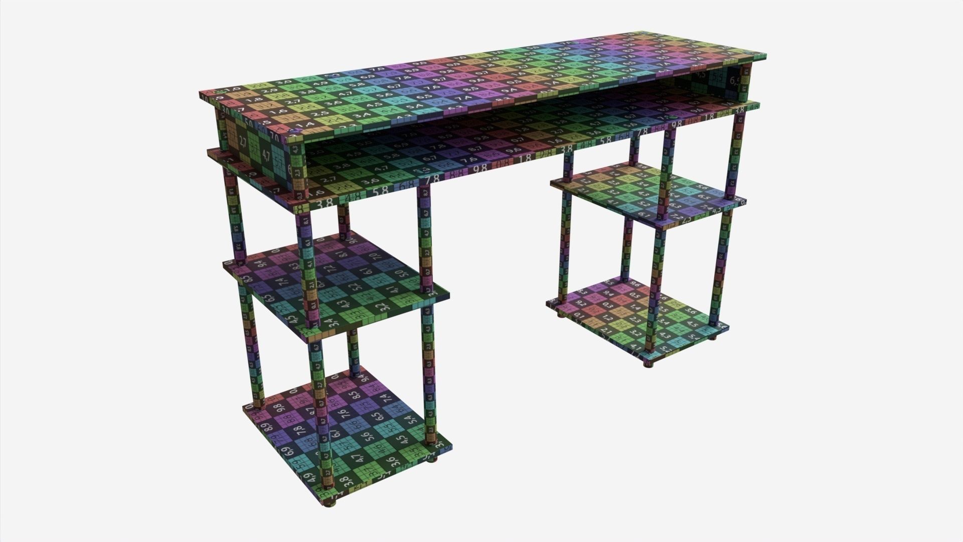 Student Shelves Desk 3D model_7