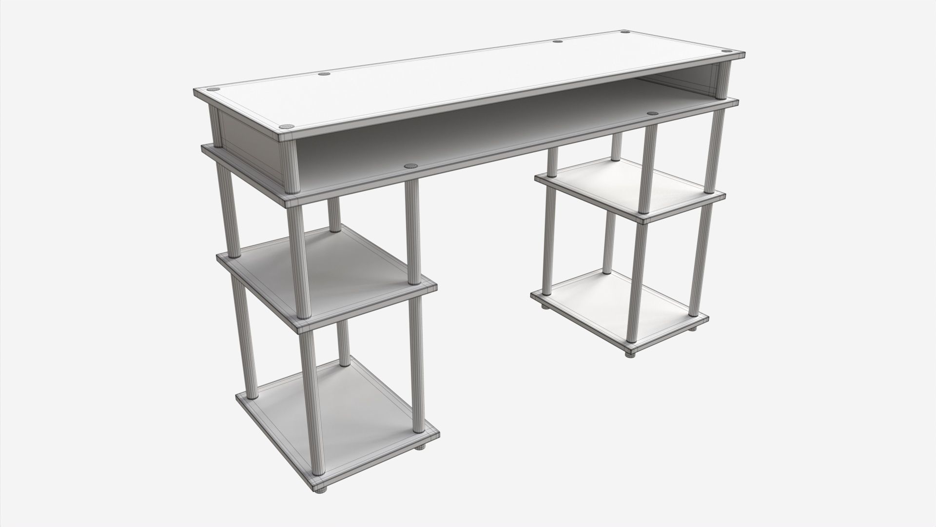 Student Shelves Desk 3D model_6