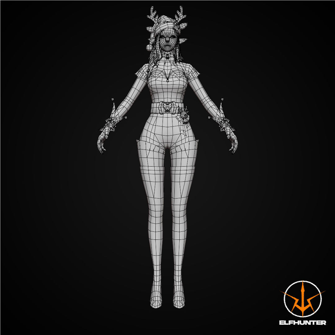 EXCLUSIVE ELF HUNTER EDITION RIGGED CHARACTER ELF CHRISTMAS Low-poly 3D model_10
