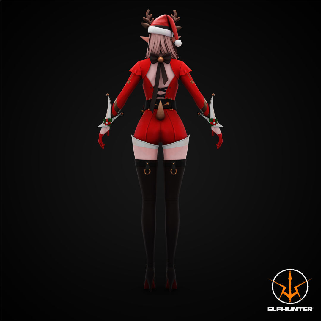 EXCLUSIVE ELF HUNTER EDITION RIGGED CHARACTER ELF CHRISTMAS Low-poly 3D model_4