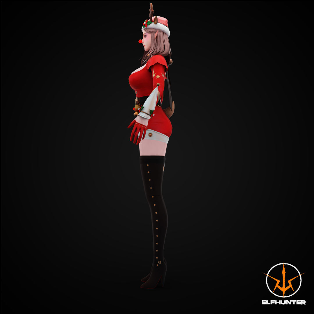 EXCLUSIVE ELF HUNTER EDITION RIGGED CHARACTER ELF CHRISTMAS Low-poly 3D model_5