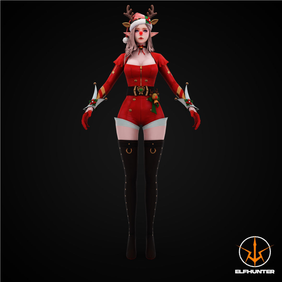 EXCLUSIVE ELF HUNTER EDITION RIGGED CHARACTER ELF CHRISTMAS Low-poly 3D model_2