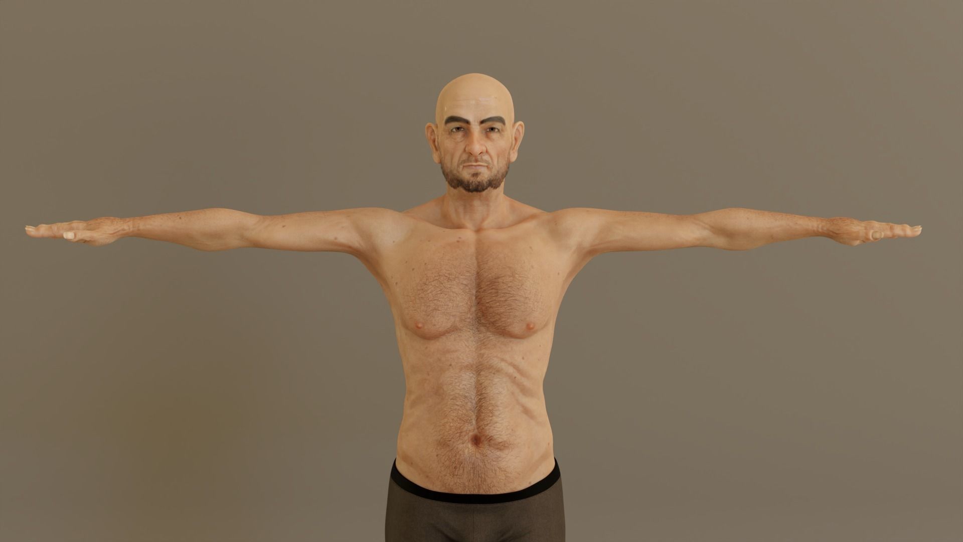Realistic Old Man Character - Fully Rigged and PBR Low-poly 3D model_7
