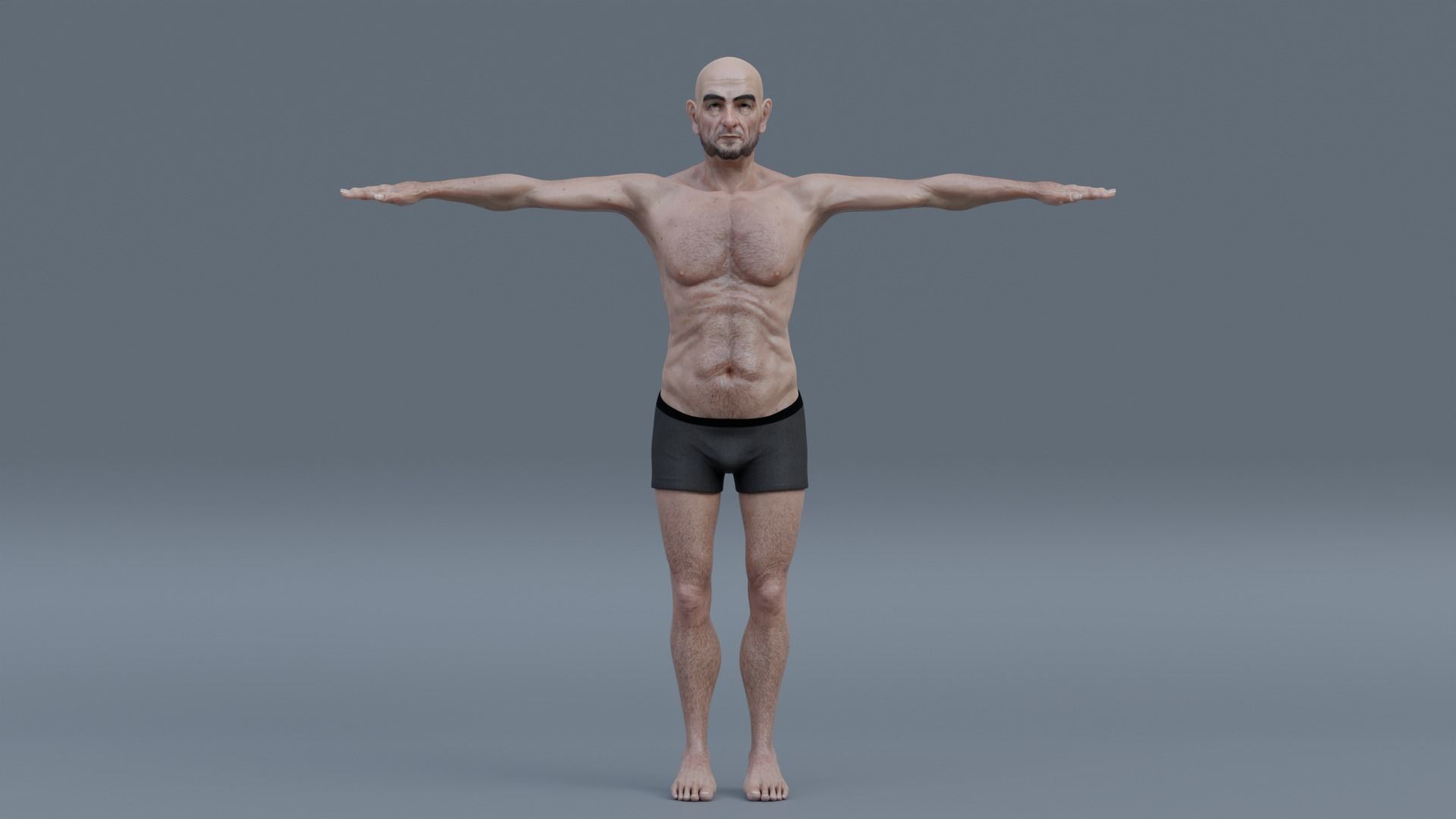 Realistic Old Man Character - Fully Rigged and PBR Low-poly 3D model_6