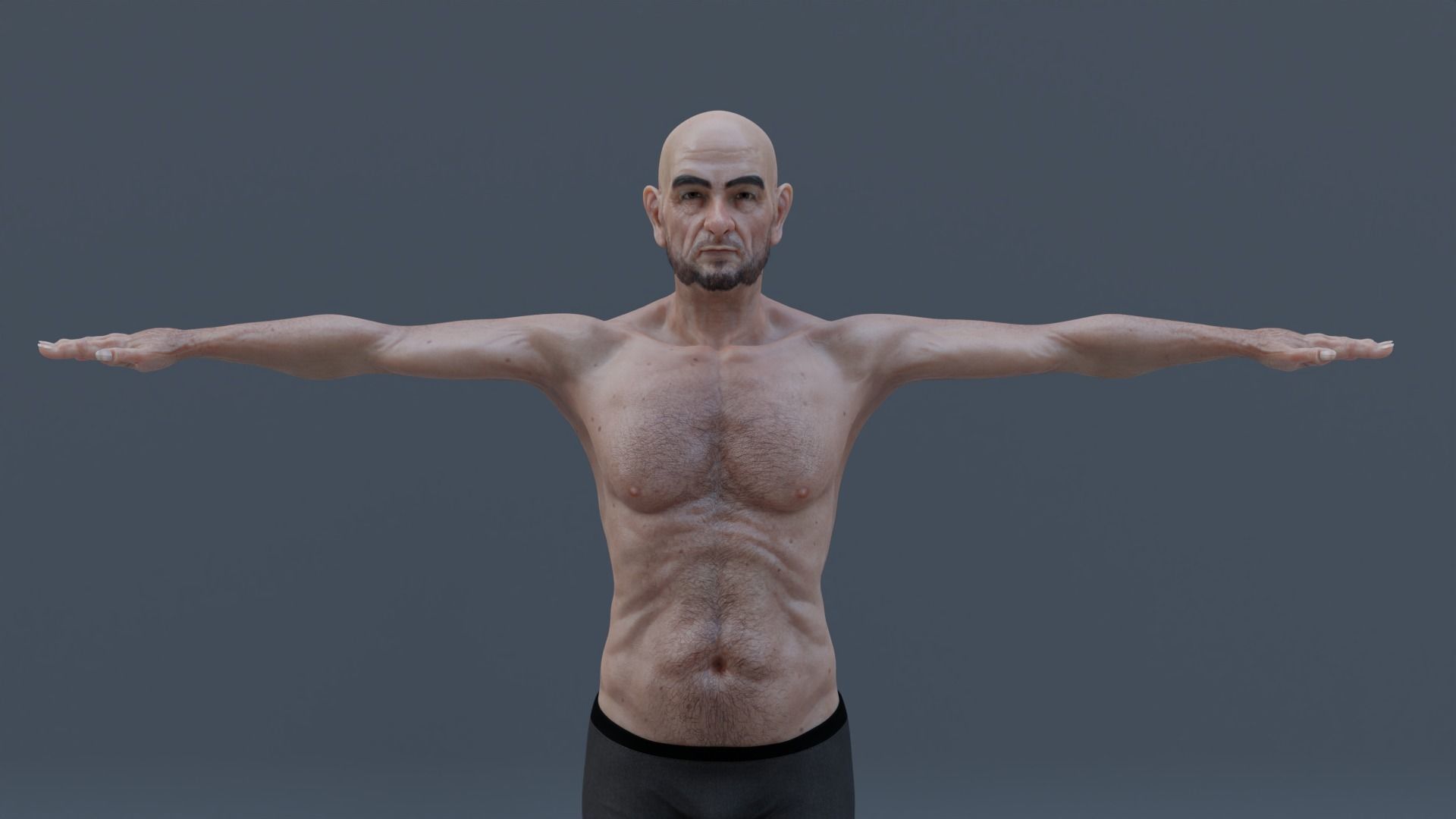 Realistic Old Man Character - Fully Rigged and PBR Low-poly 3D model_8