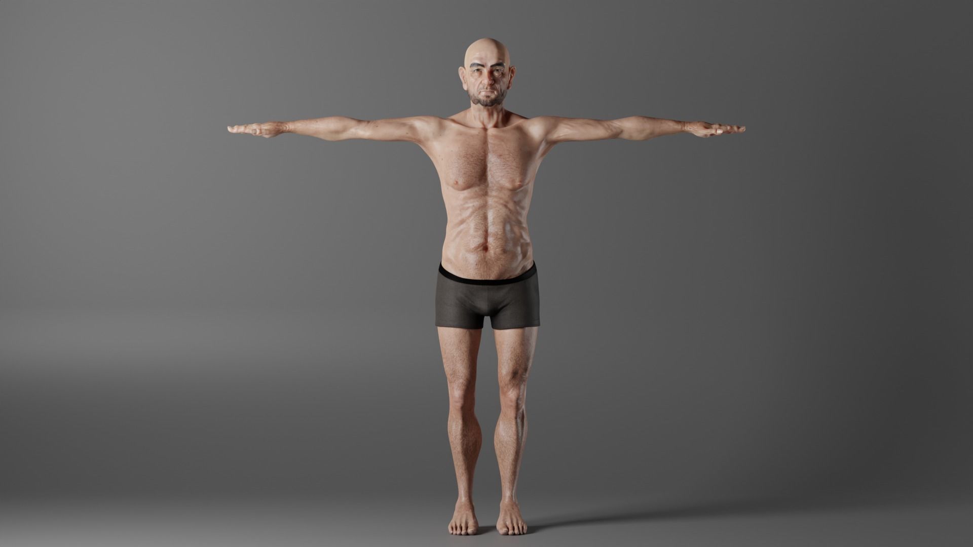 Realistic Old Man Character - Fully Rigged and PBR Low-poly 3D model_5