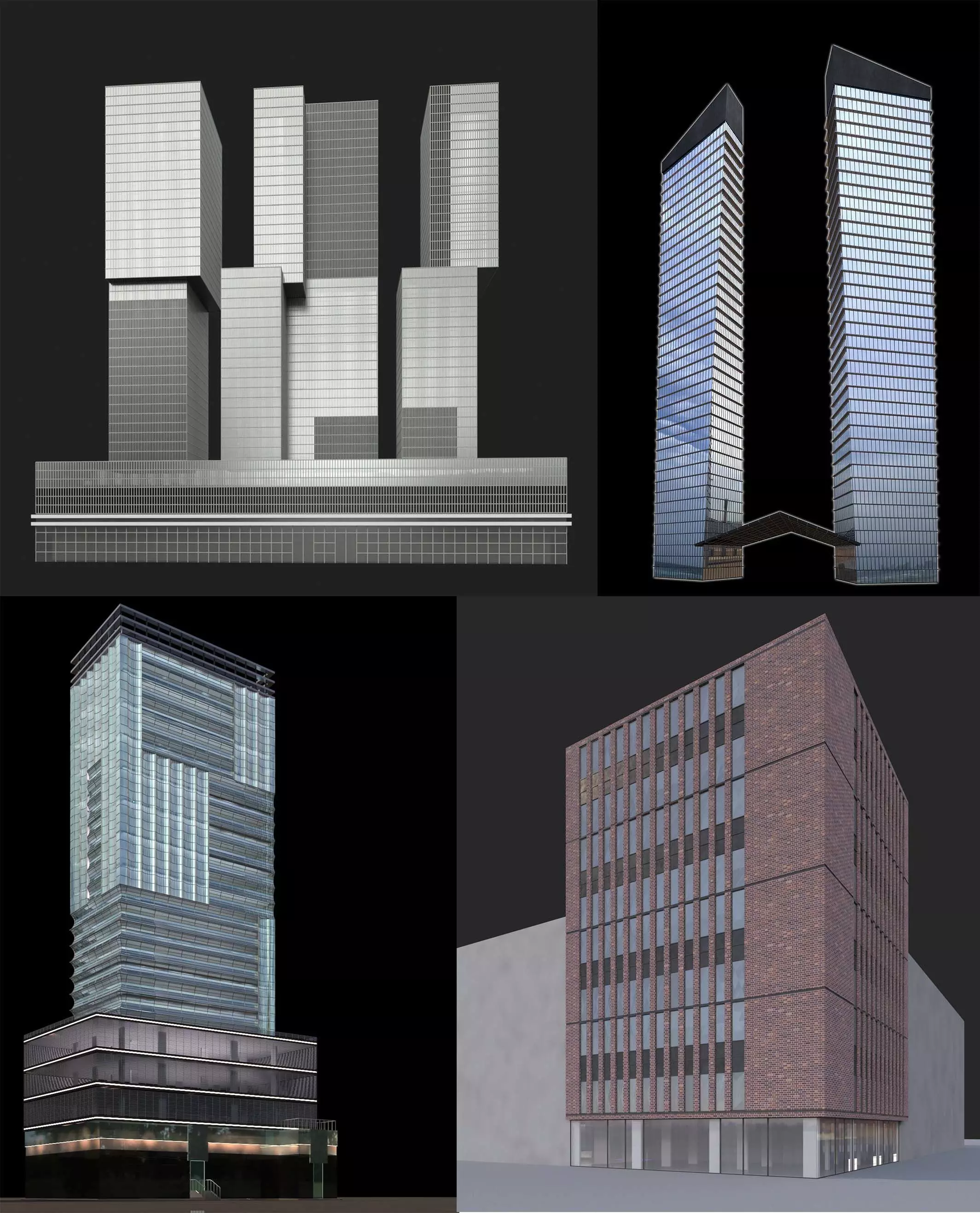 Modern administrative Buildings 3D Model Collection_0