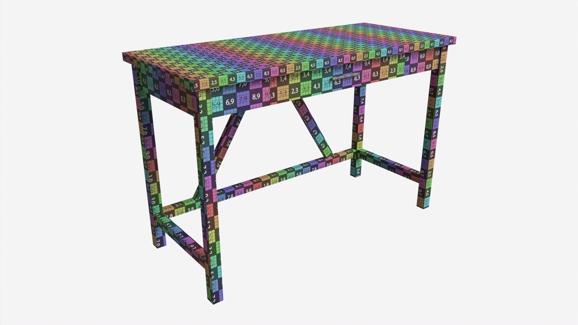 Wood Computer Writing Desk 3D model_7